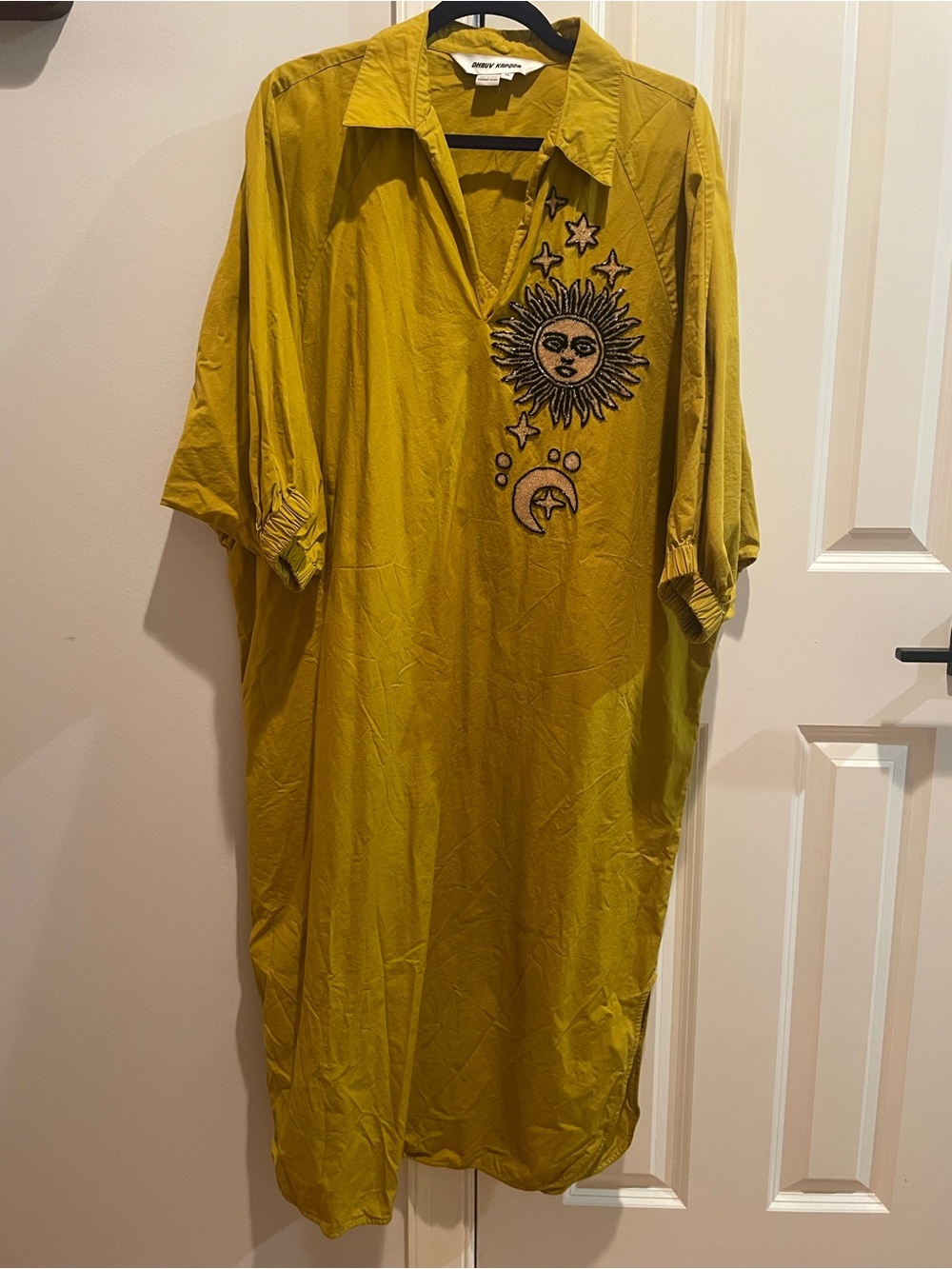 Anthropologie Sun-Embroidered Button-Down Shirt Dress
